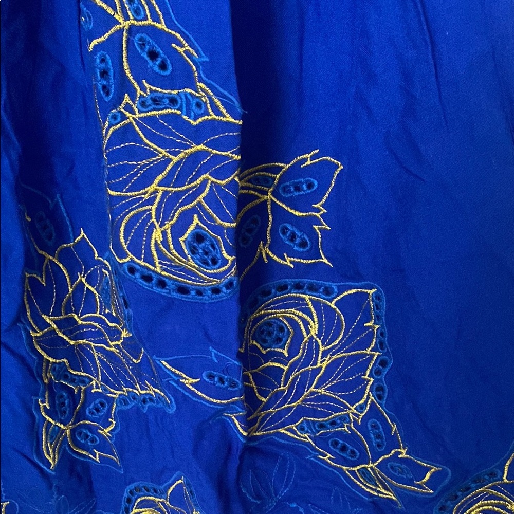 Blue Halter Dress with Gold Accents - Picture 2 of 4